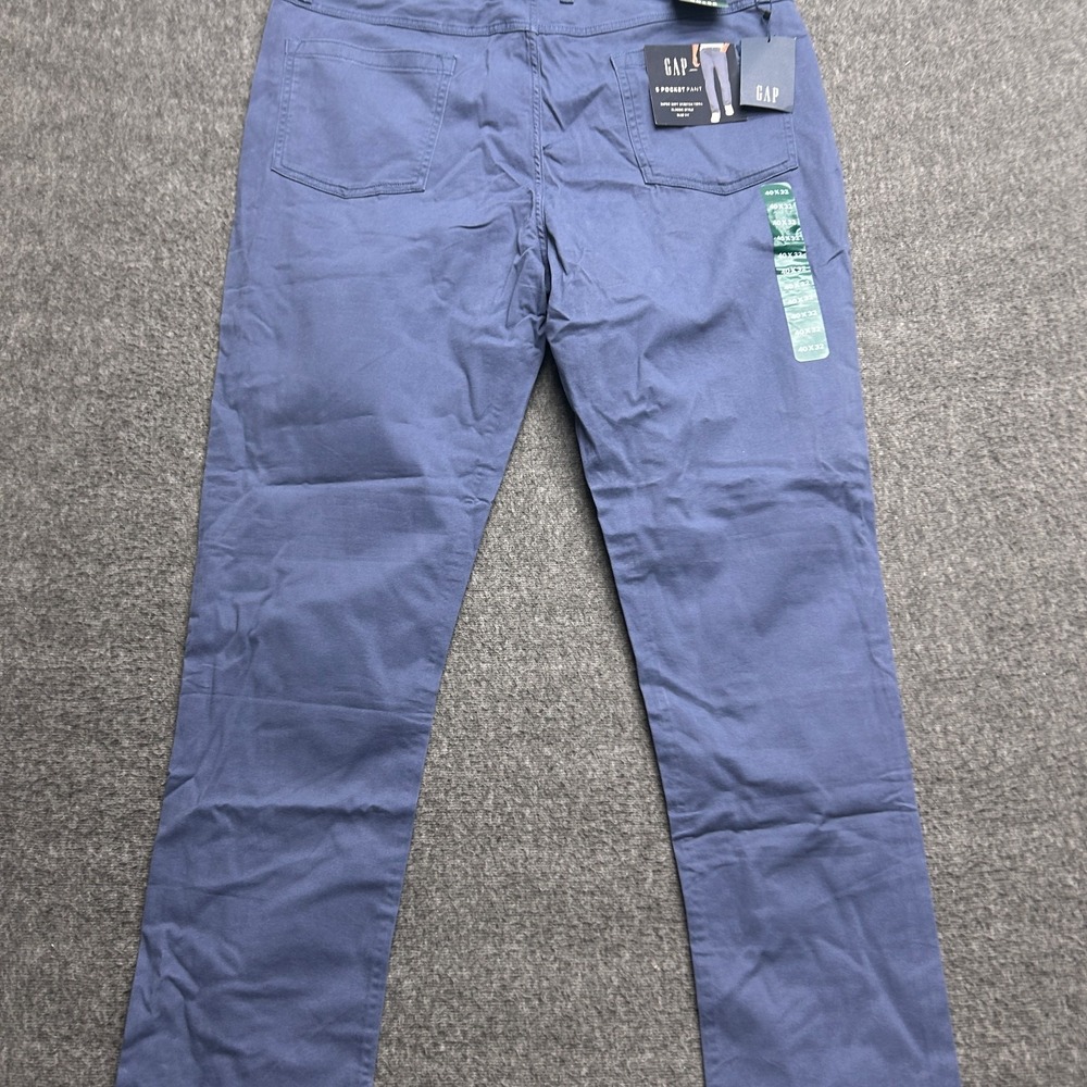 Gap 5 Pocket Pants Mens‎ 40x32 Indigo Blue Stretch Slim Soft Twill Classic - Picture 7 of 7